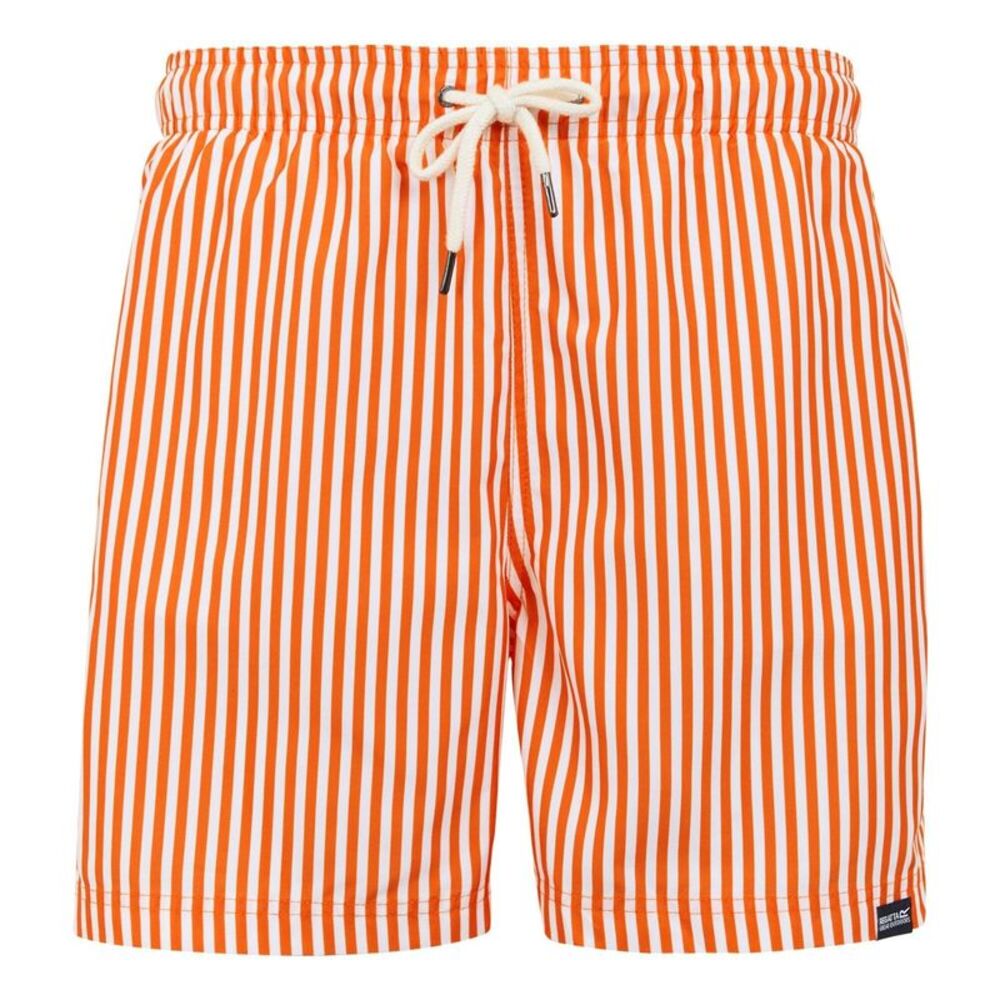 Regatta Mens Loras Stripe Swim Shorts / Celosia Orange
